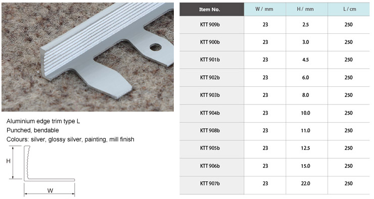 Aluminium Ceramic Tile Trims