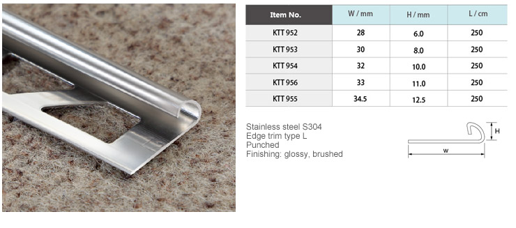 Stainless Steel Ceramic Tile Trims KTT 952-956