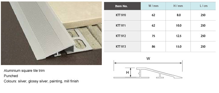 Aluminium Ceramic Tile Trims KTT-970-973