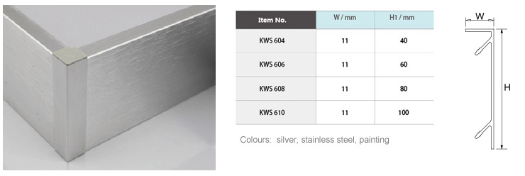 Aluminium Wall Skirting Boards KWS-614,616,618,620