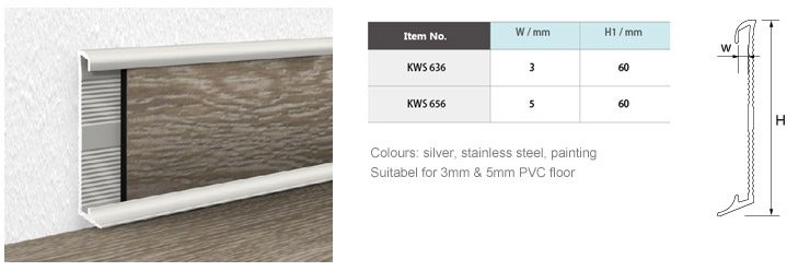 Aluminium Wall Skirting Boards KWS-636,656